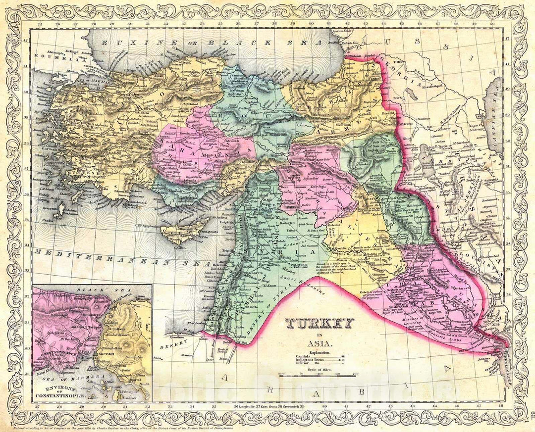 Historic Map : 1856 Turkey in Asia : Vintage Wall Art