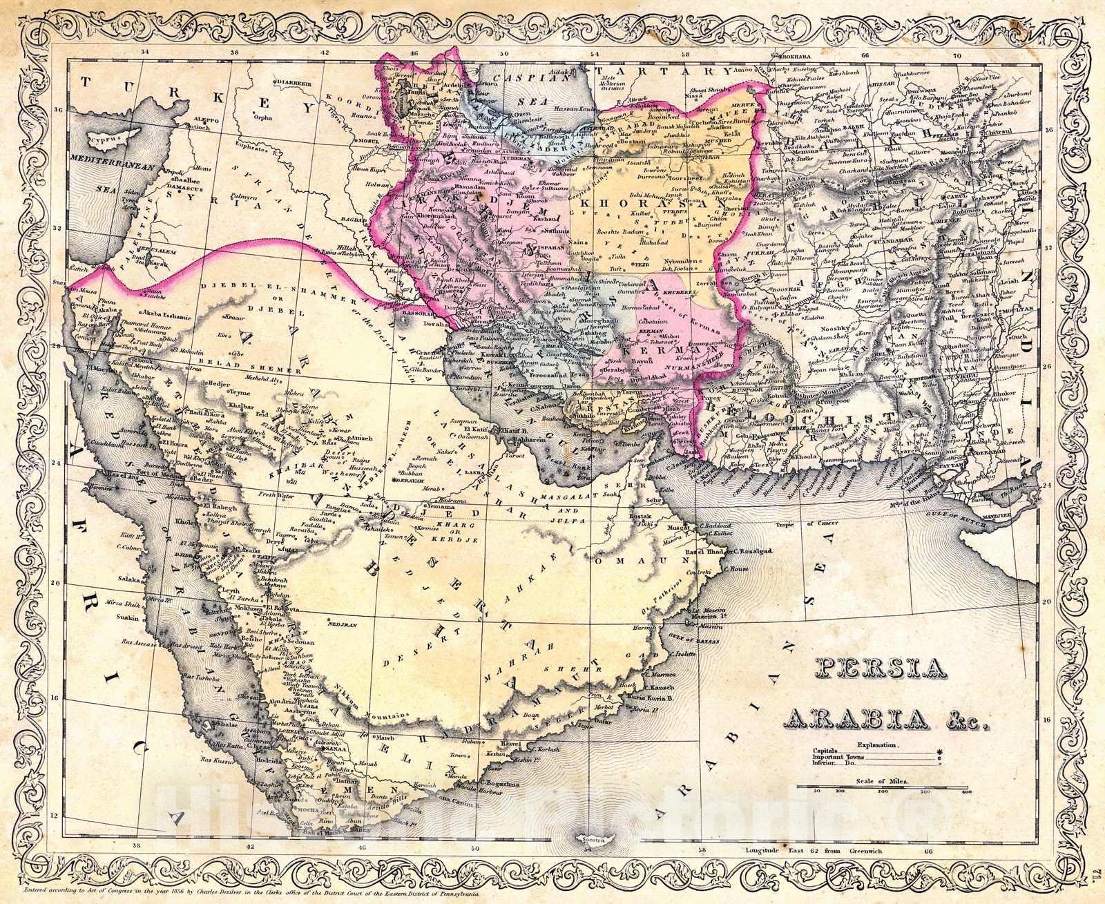 Historic Map : 1856 Persia, Arabia, etc. : Vintage Wall Art