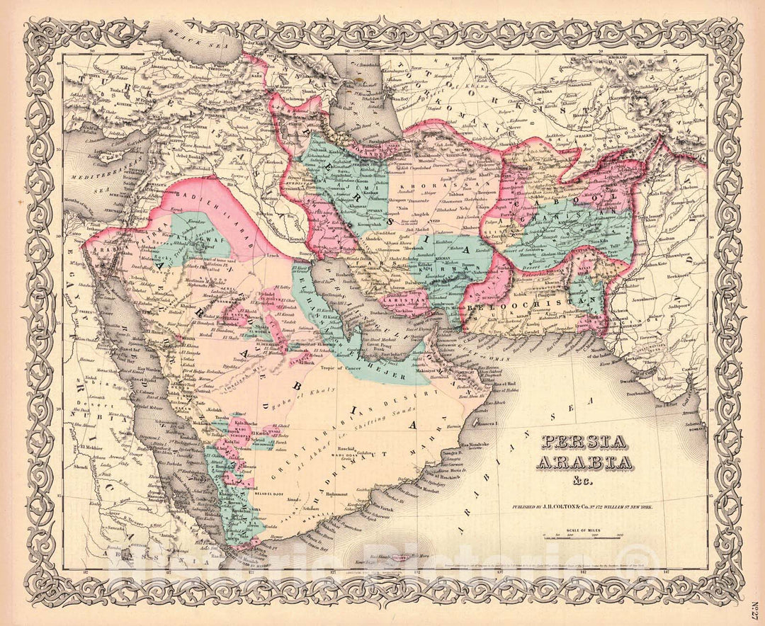 Historic Map : 1856 Persia Arabia : Vintage Wall Art