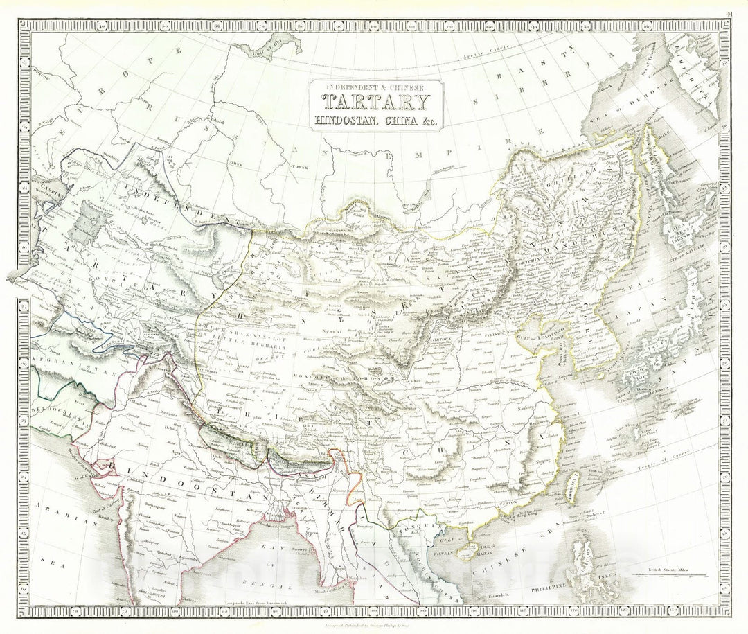 Historic Map : 1856 Independent & Chinese Tartary, Hindustan, China etc. : Vintage Wall Art