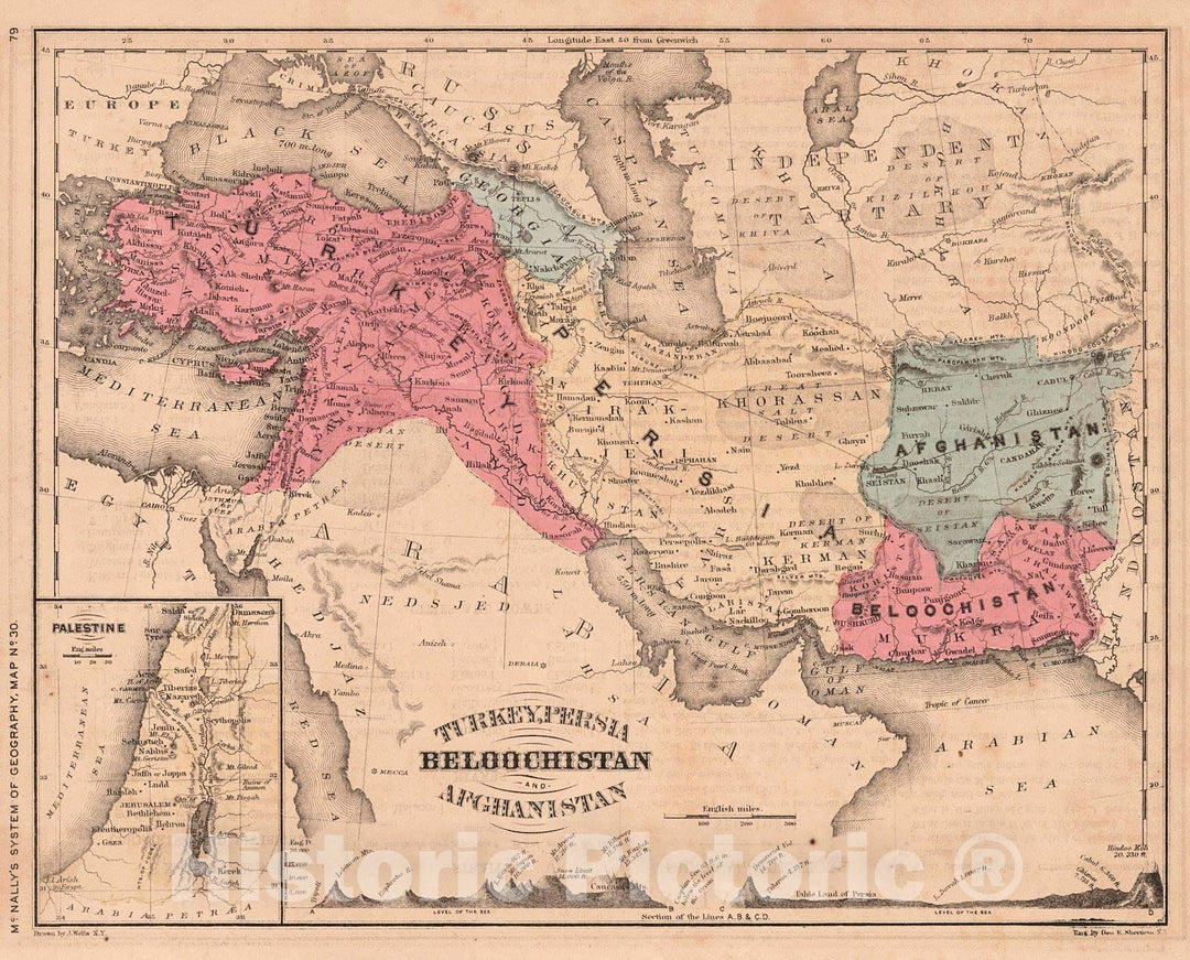 Historic Map : 1860 Turkey, Persia, Beloochistan and Afghanistan : Vintage Wall Art