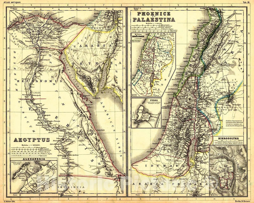 Historic Map : 1860 Aegyptus, Phoenice et Palaestina : Vintage Wall Art