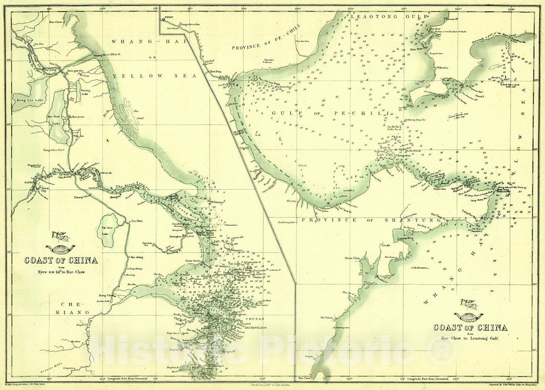 Historic Map : 1862 Coast of China : Vintage Wall Art