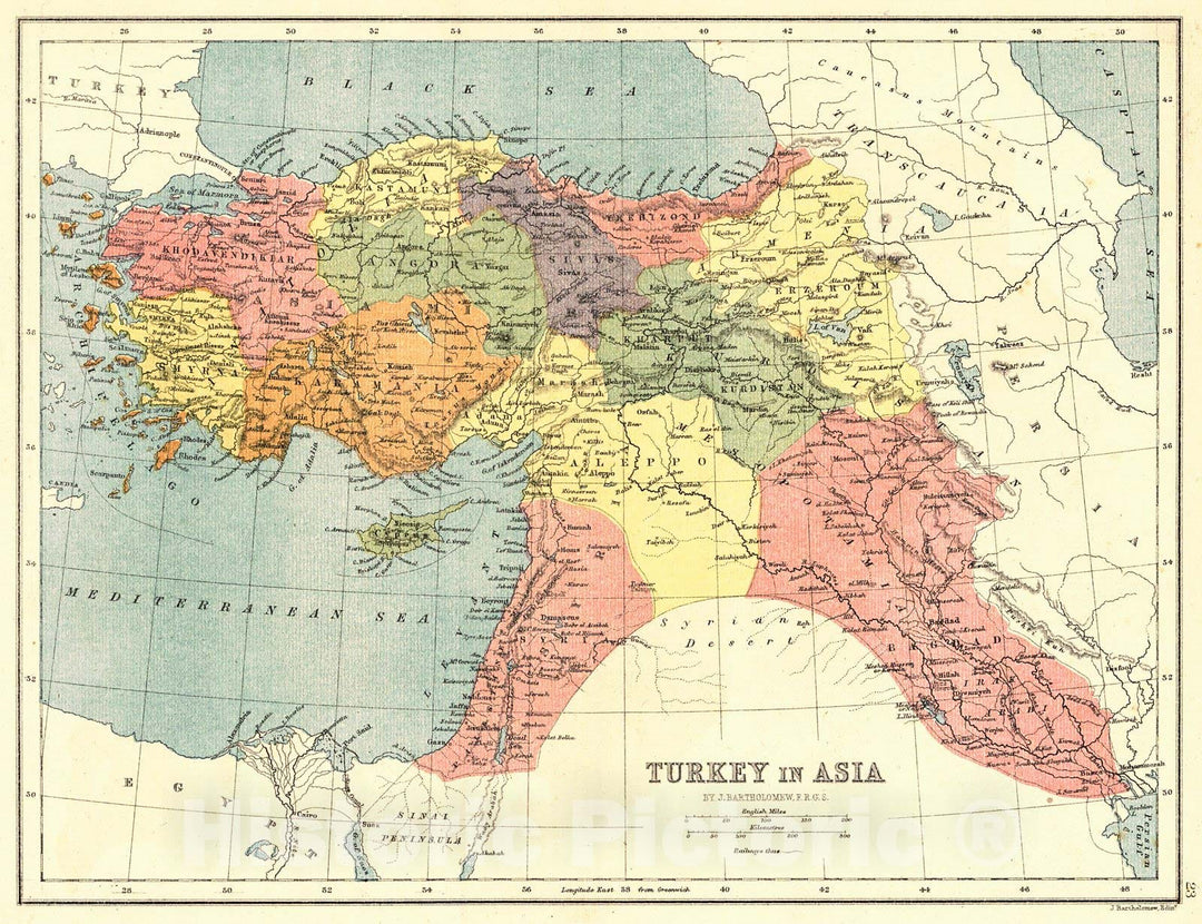 Historic Map : 1870 Turkey in Asia : Vintage Wall Art