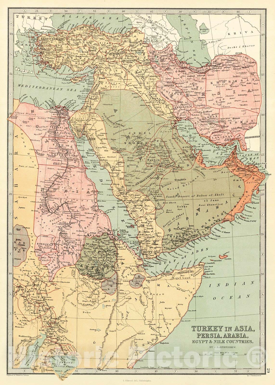 Historic Map : 1873 Turkey in Asia, Persia, Arabia, Egypt and Nile Countries : Vintage Wall Art