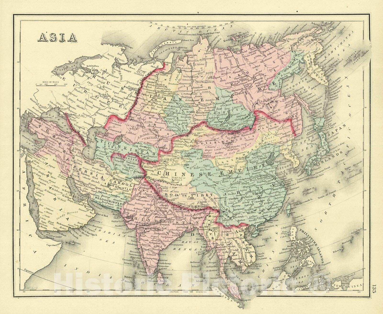 Historic Map : 1876 Asia : Vintage Wall Art