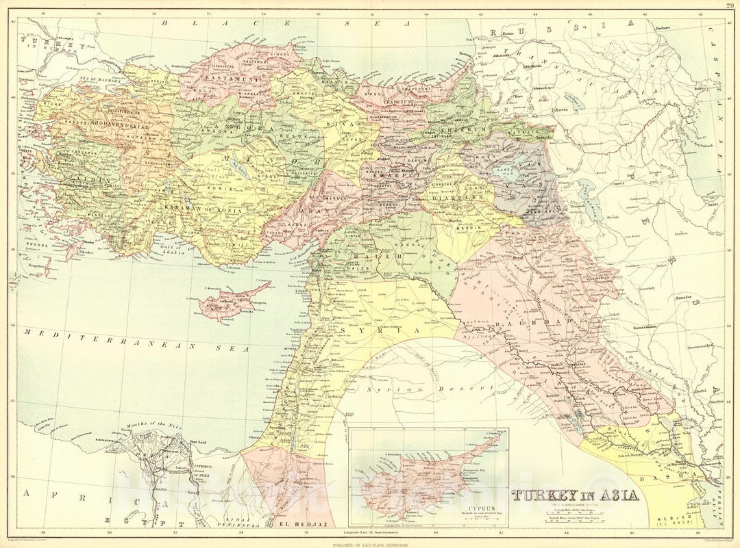 Historic Map : 1879 Turkey in Asia : Vintage Wall Art