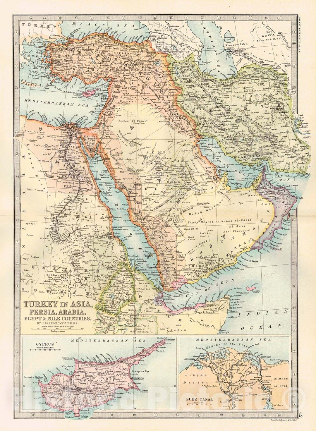 Historic Map : 1879 Turkey in Asia, Persia, Arabia, Egypt & Nile Countries : Vintage Wall Art