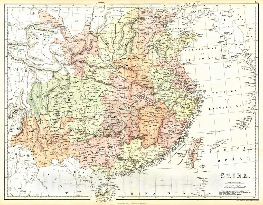 Historic Map : 1879 China : Vintage Wall Art