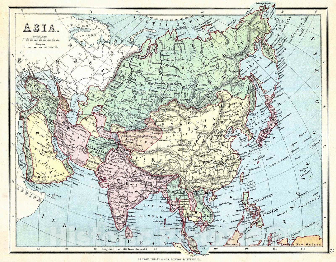 Historic Map : 1880 Asia : Vintage Wall Art