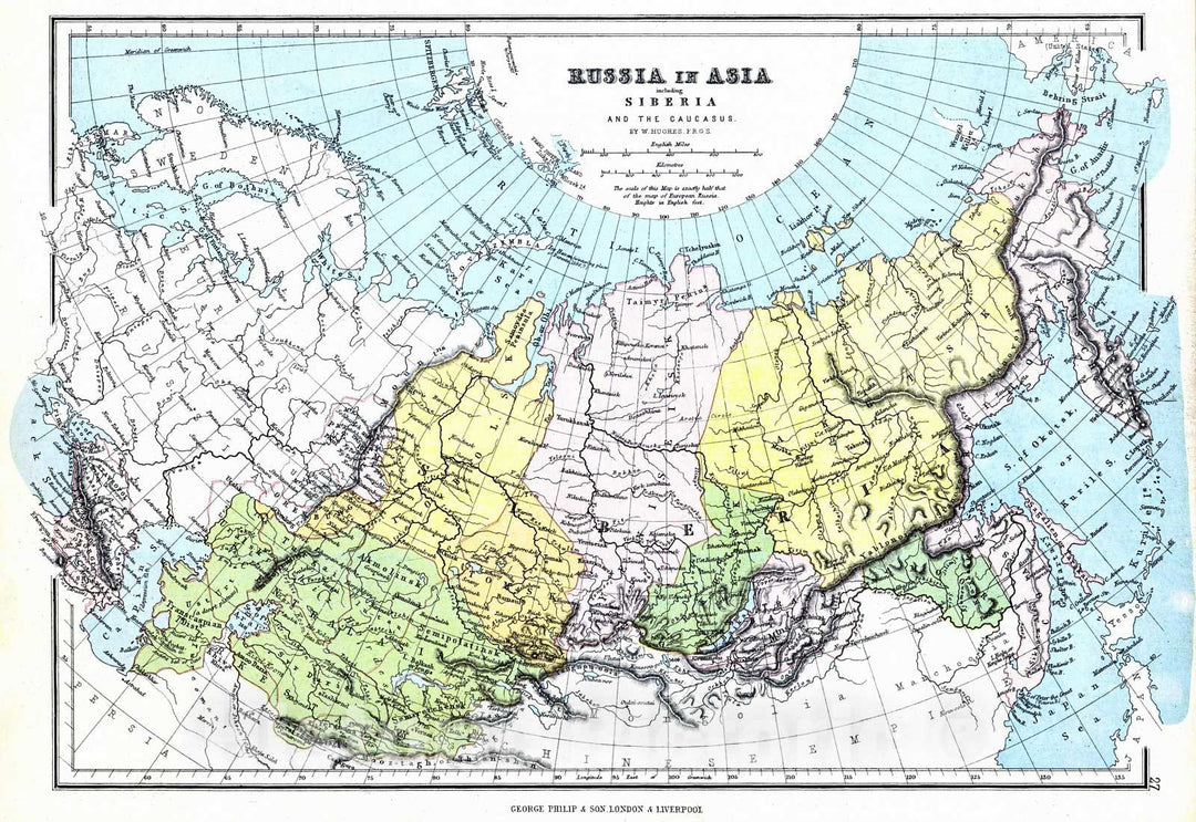 Historic Map : 1880 Russia in Asia : Vintage Wall Art