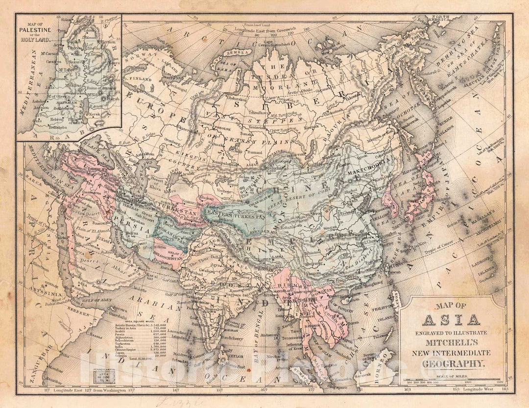 Historic Map : 1880 Map of Asia : Vintage Wall Art