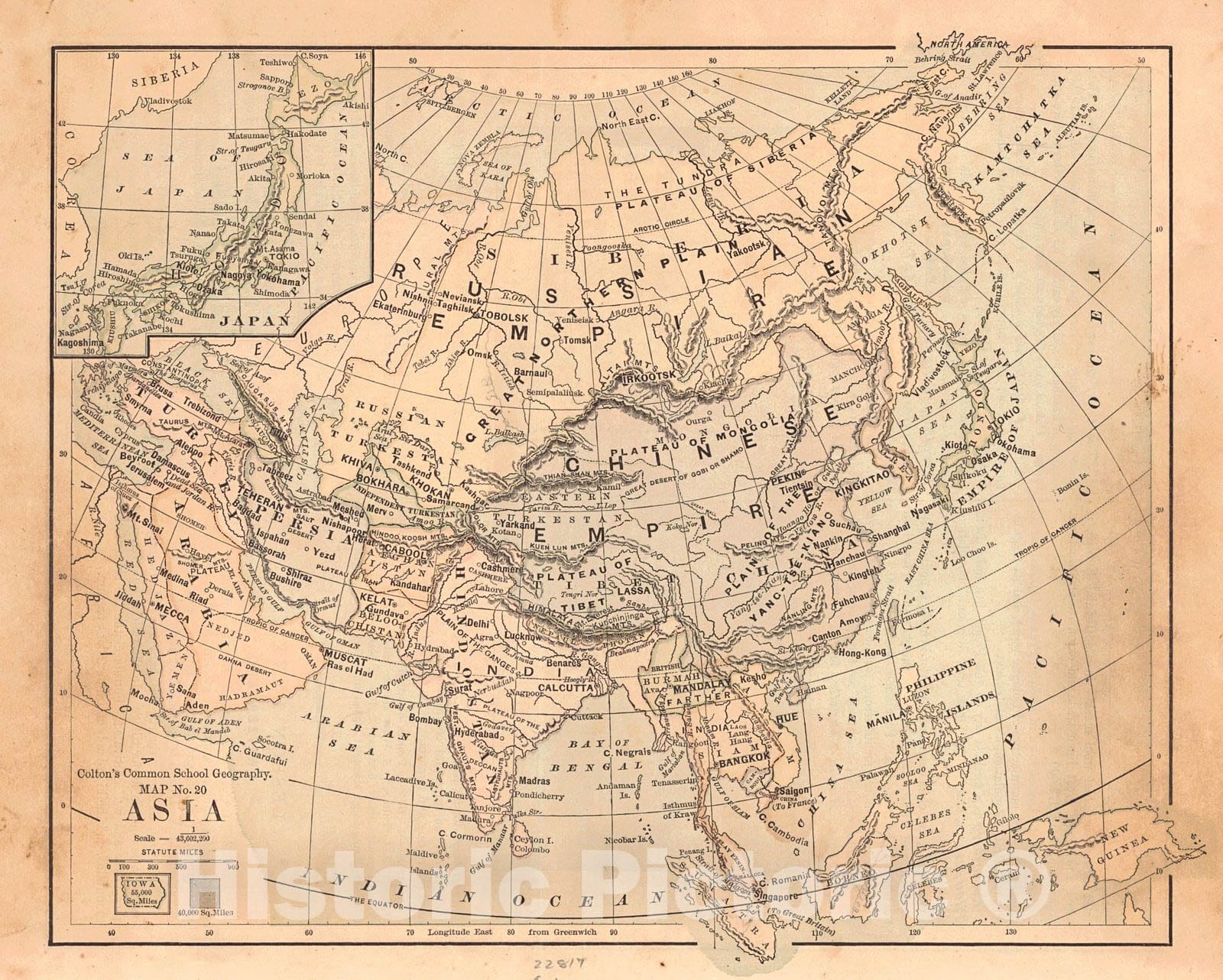 Historic Map : 1880 Asia : Vintage Wall Art