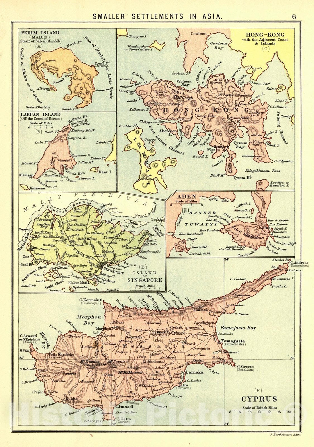 Historic Map : 1883 Smaller Settlements in Asia : Vintage Wall Art