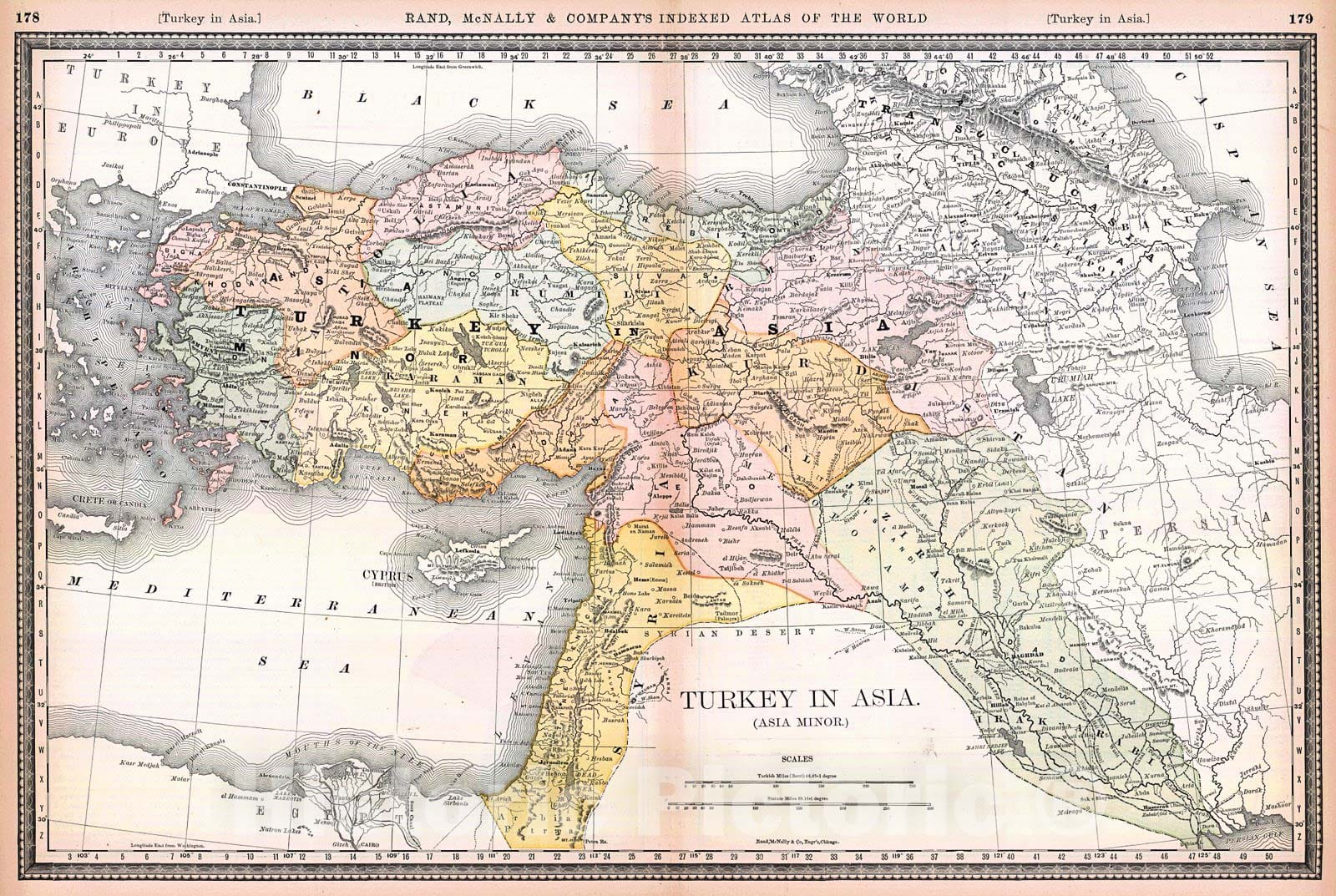 Historic Map : 1884 Turkey in Asia : Vintage Wall Art