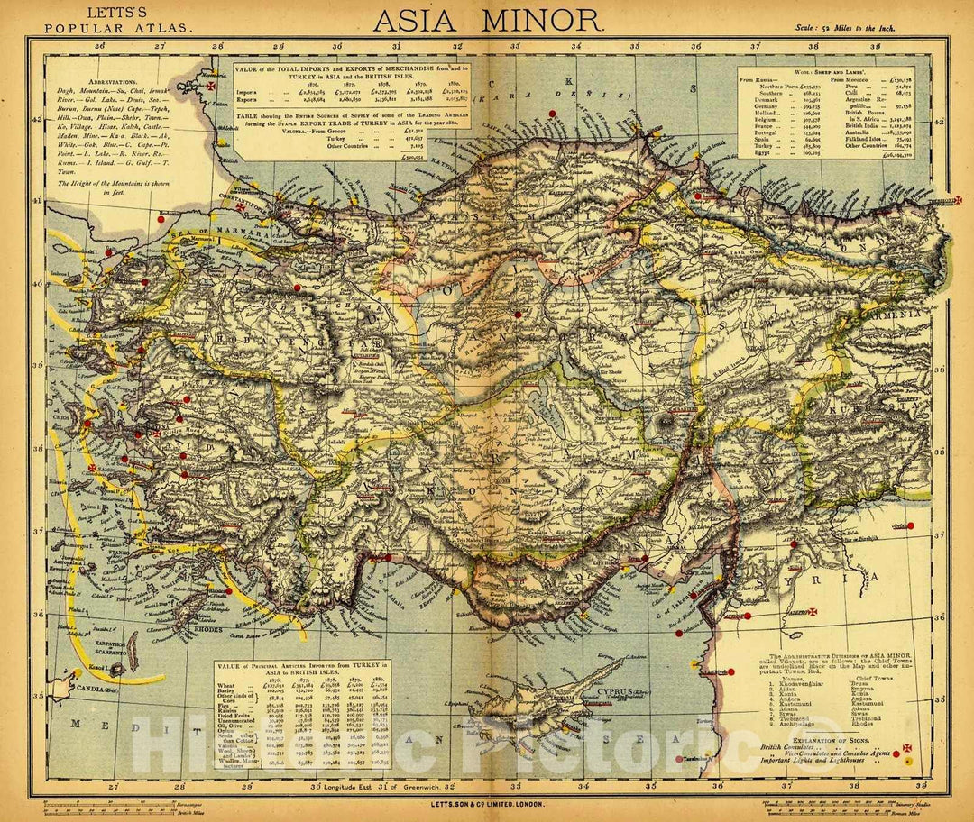 Historic Map : 1884 Asia Minor : Vintage Wall Art