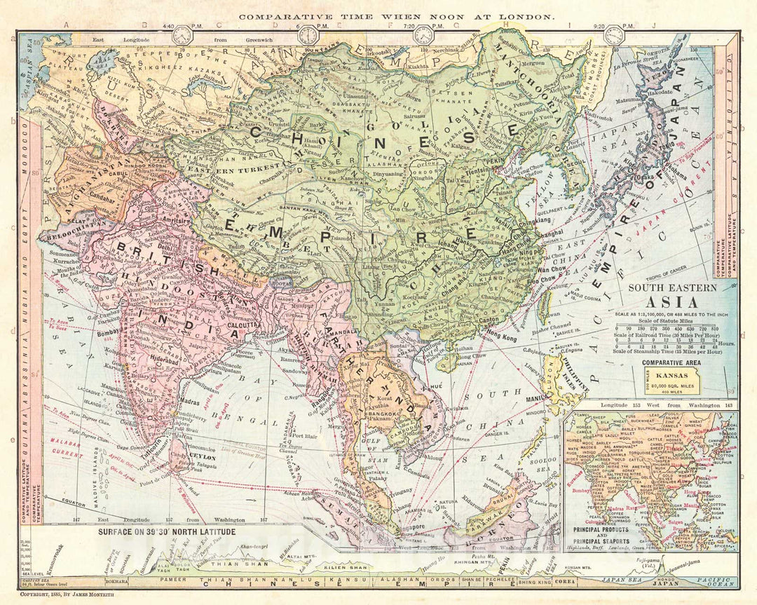 Historic Map : 1886 South Eastern Asia : Vintage Wall Art