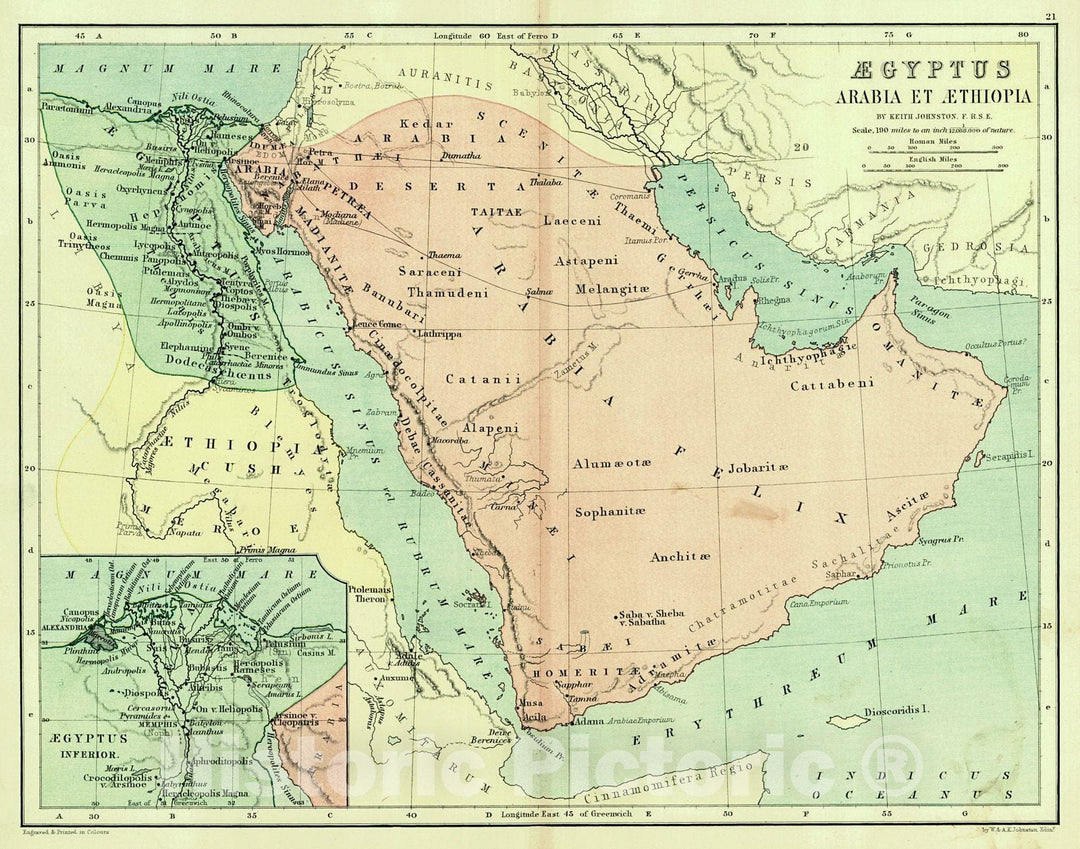 Historic Map : 1886 Aegyptus, Arabia et Aethiopia : Vintage Wall Art