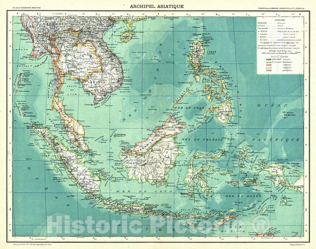 Historic Map : 1890 Archipel Asiatique : Vintage Wall Art