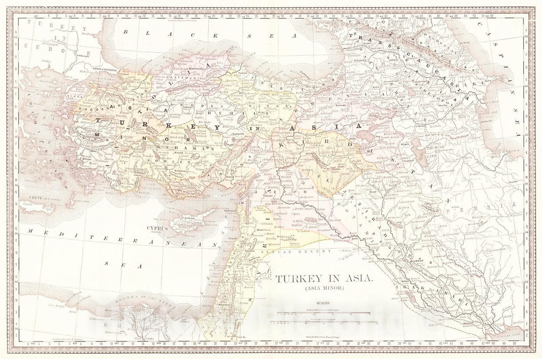 Historic Map : 1890 Turkey in Asia (Asia Minor) : Vintage Wall Art