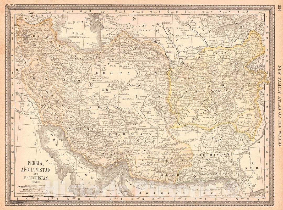 Historic Map : 1890 Persia, Afghanistan, and Beluchistan : Vintage Wall Art