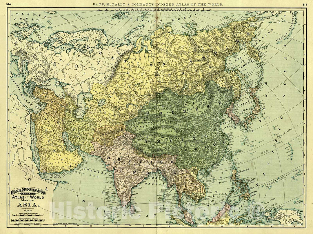 Historic Map : 1892 Map of Asia : Vintage Wall Art