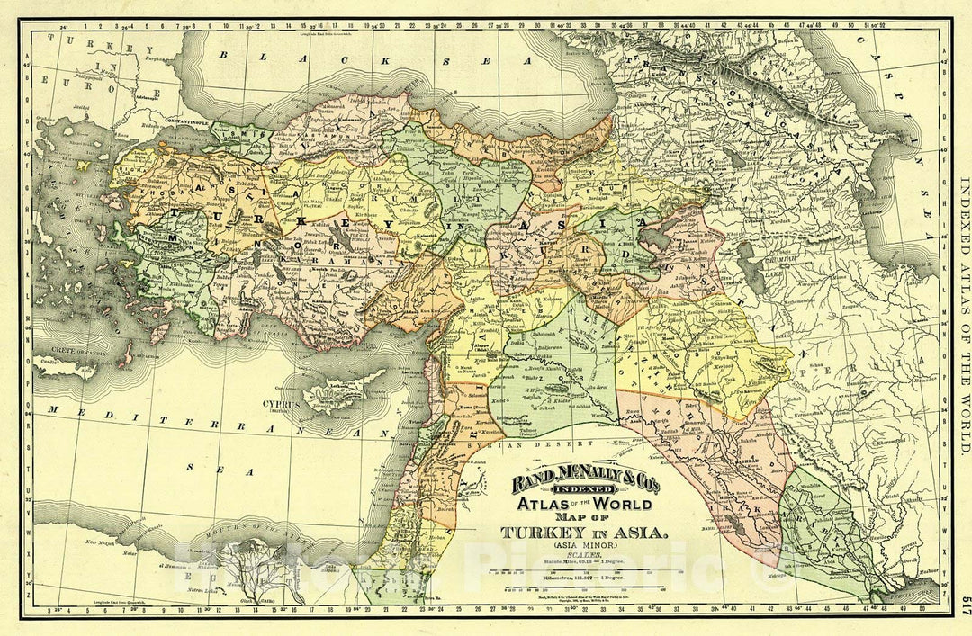 Historic Map : 1892 Map of Turkey in Asia : Vintage Wall Art