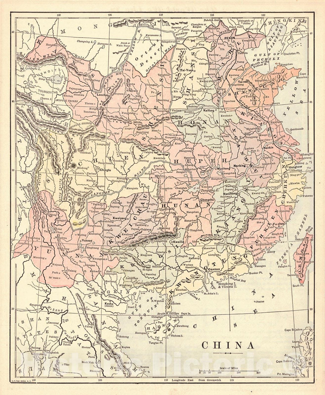 Historic Map : 1893 China : Vintage Wall Art