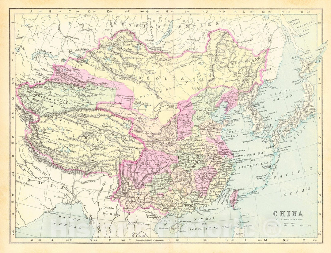 Historic Map : 1896 China : Vintage Wall Art