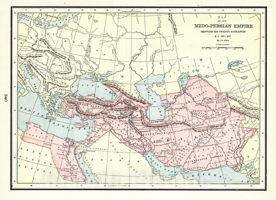 Historic Map : 1898 Map of the Medo-Persian Empire Showing its Twenty Satrapies : Vintage Wall Art