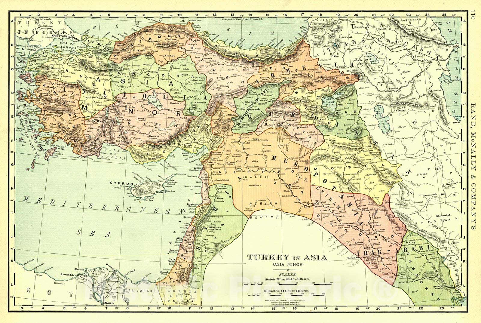 Historic Map : 1898 Turkey in Asia : Vintage Wall Art