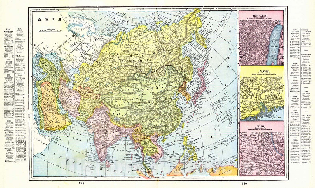 Historic Map : 1898 Asia : Vintage Wall Art