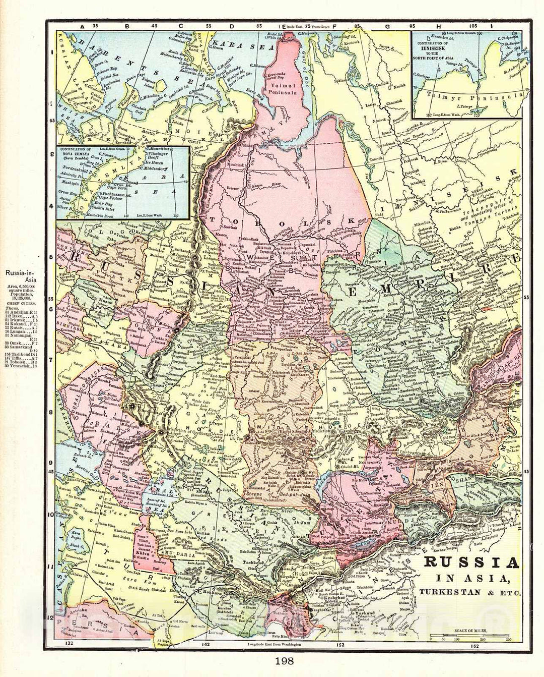 Historic Map : 1898 Russia in Asia (Turkestan, etc.) : Vintage Wall Art