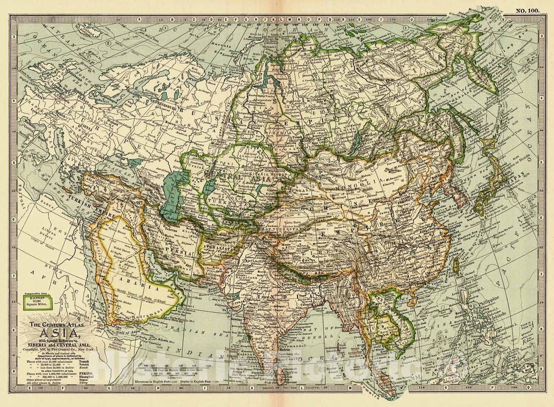 Historic Map : Asia, 1899 : Vintage Wall Art