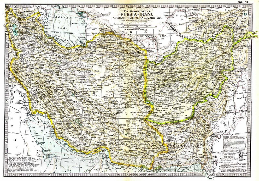 Historic Map : 1902 Persia (Iran), Afghanistan and Baluchistan : Vintage Wall Art