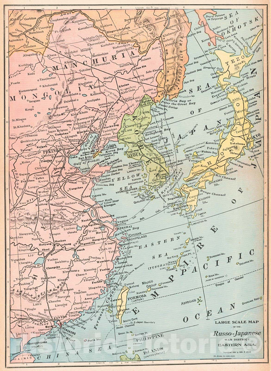 Historic Map : 1904 Russo-Japanese War District : Vintage Wall Art