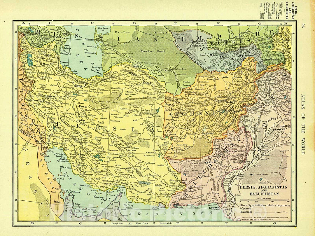 Historic Map : 1906 Persia, Afghanistan and Beluchistan : Vintage Wall Art