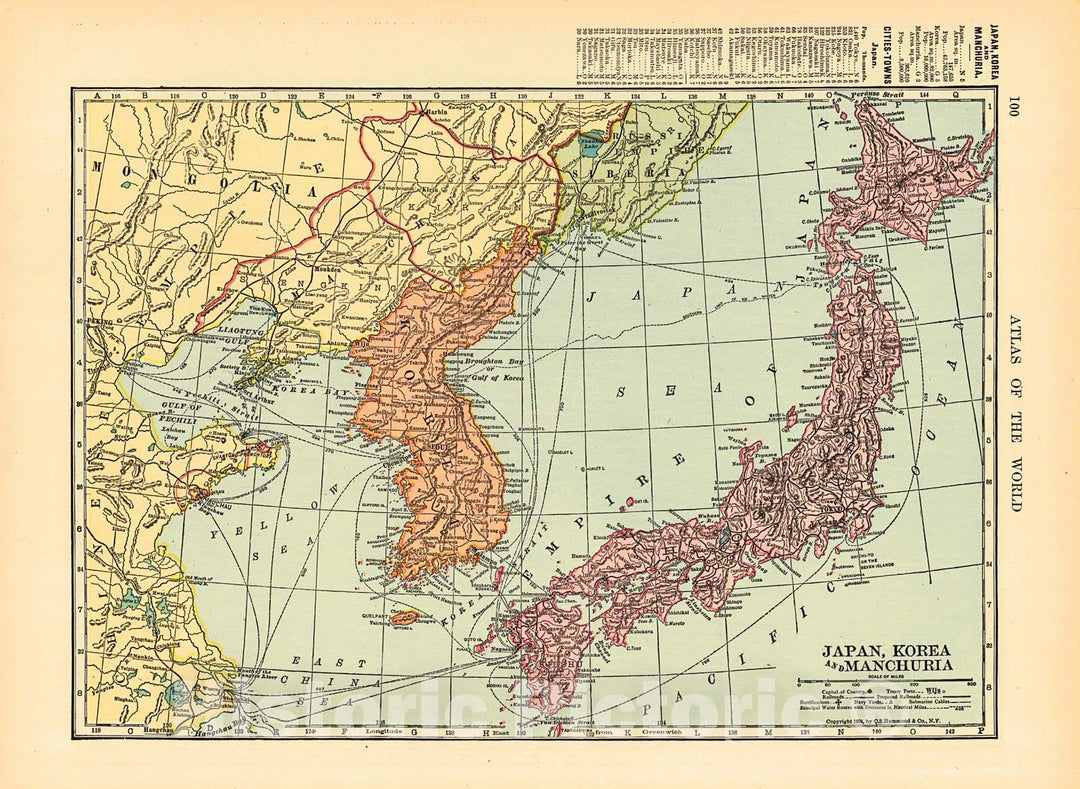 Historic Map : 1906 Japan, Korea and Manchuria : Vintage Wall Art