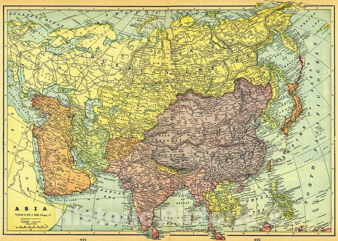 Historic Map : 1907 Asia : Vintage Wall Art