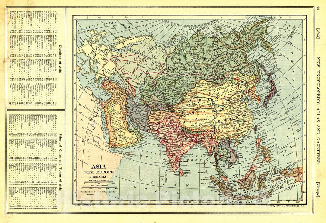 Historic Map : 1909 Asia with Europe : Vintage Wall Art