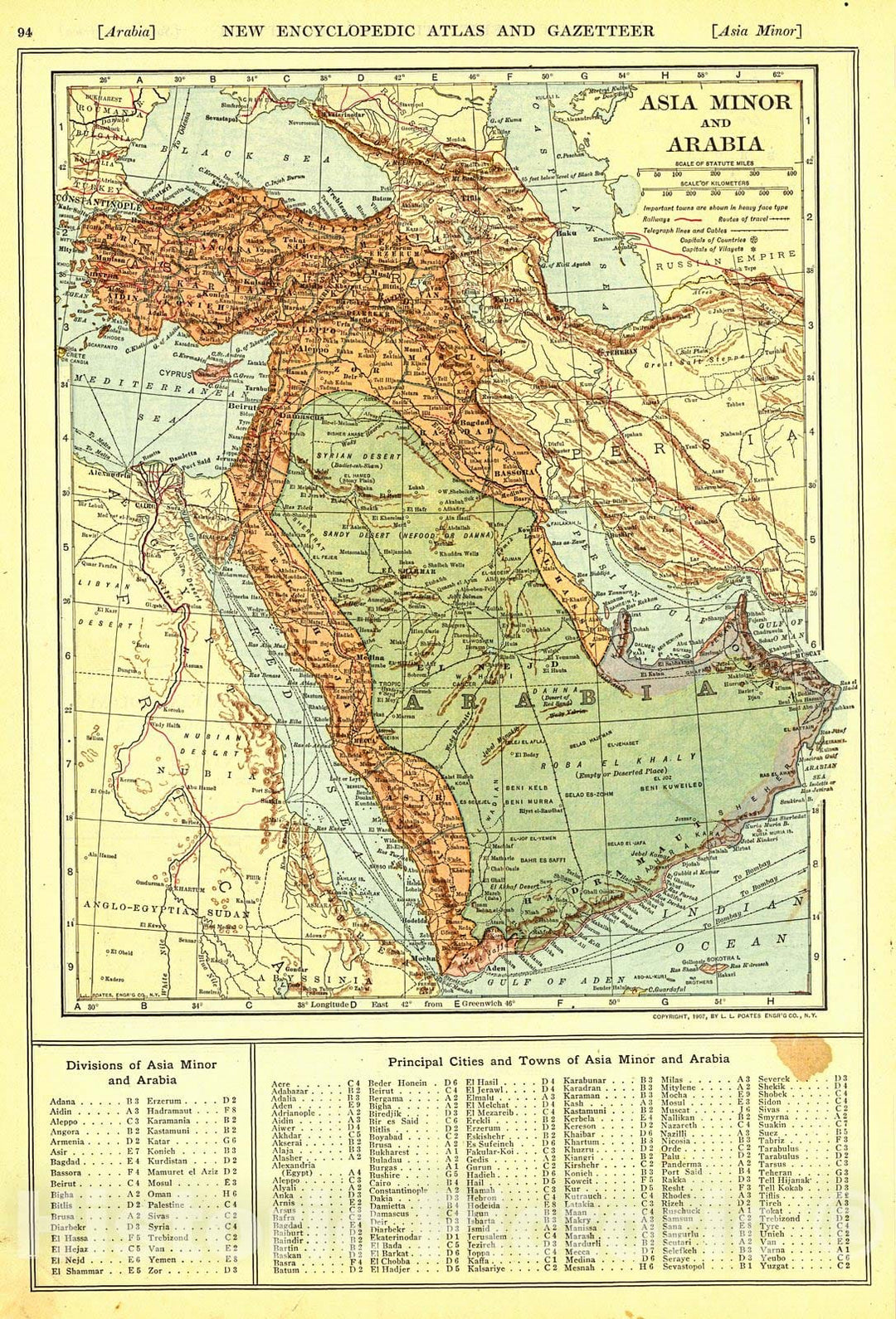 Historic Map : 1909 Asia Minor and Arabia : Vintage Wall Art