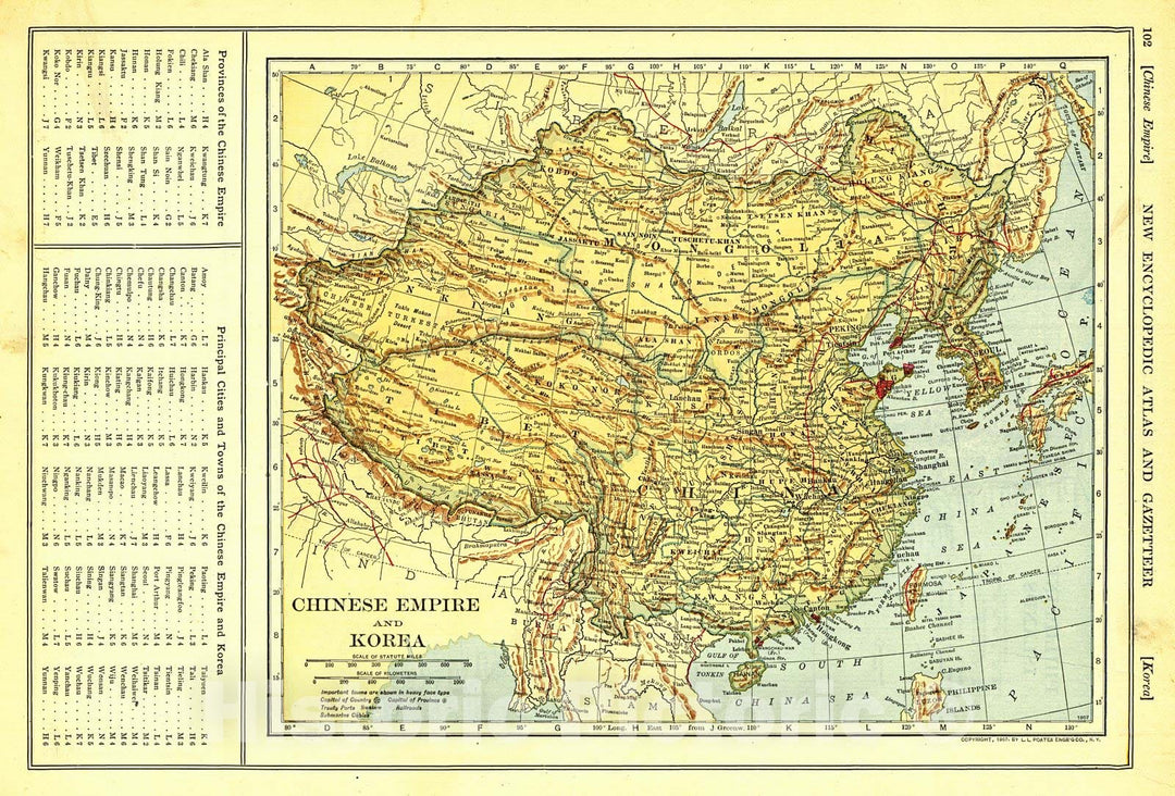 Historic Map : 1909 Chinese Empire and Korea : Vintage Wall Art