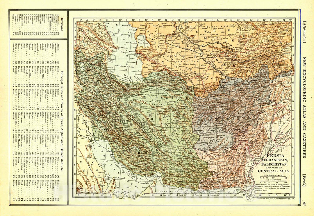 Historic Map : 1909 Persia, Afghanistan, Baluchistan, and Parts of Central Asia : Vintage Wall Art