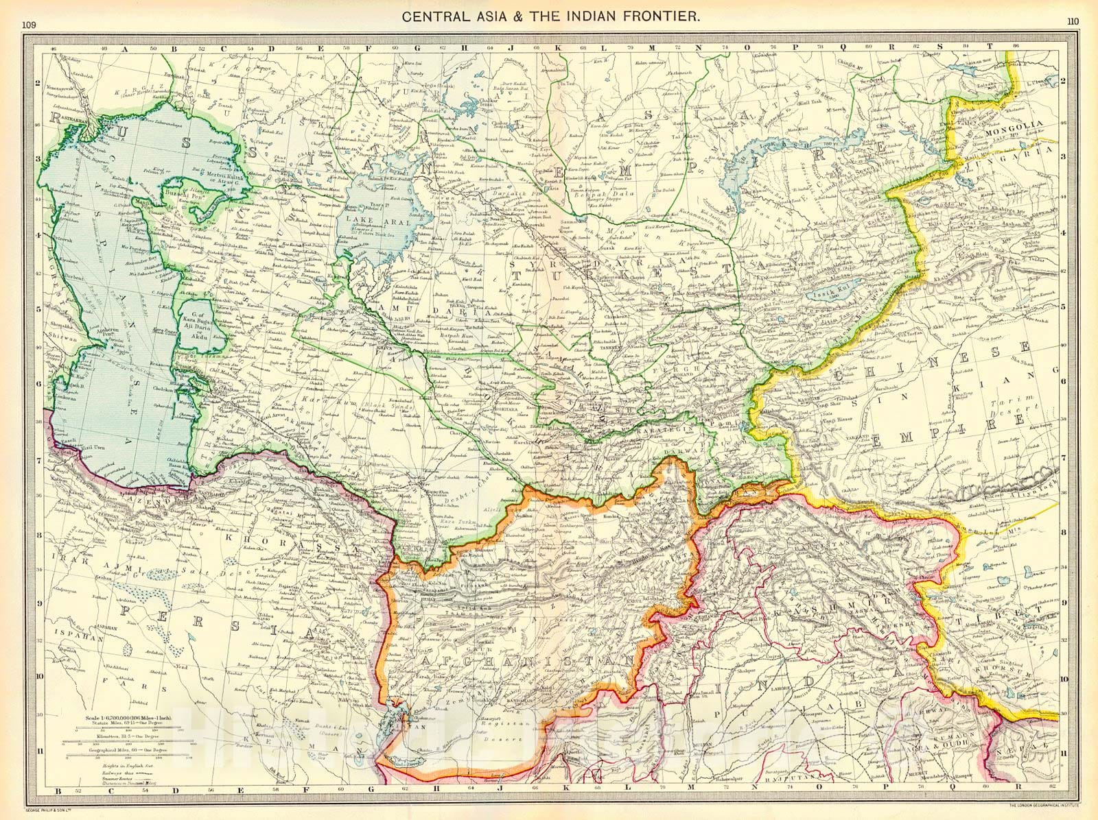 Historic Map : 1910 Central Asia and the Indian Frontier : Vintage Wall Art