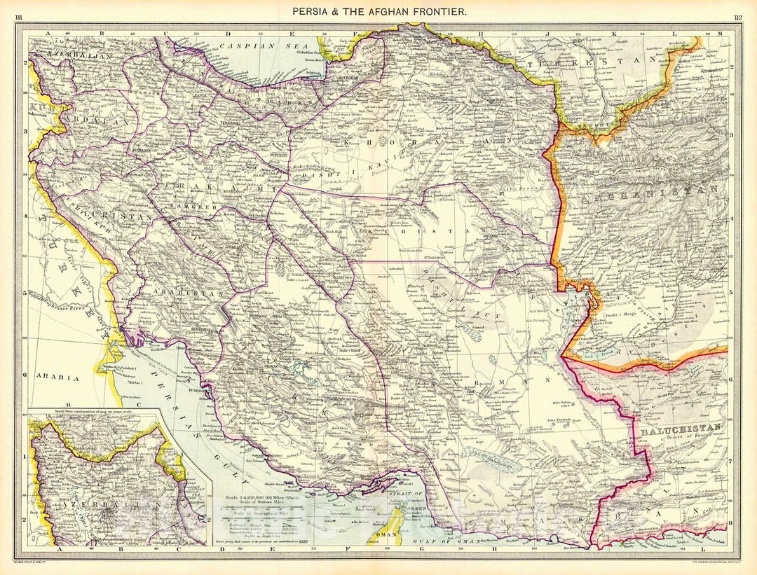 Historic Map : 1910 Persia and the Afghan Frontier : Vintage Wall Art