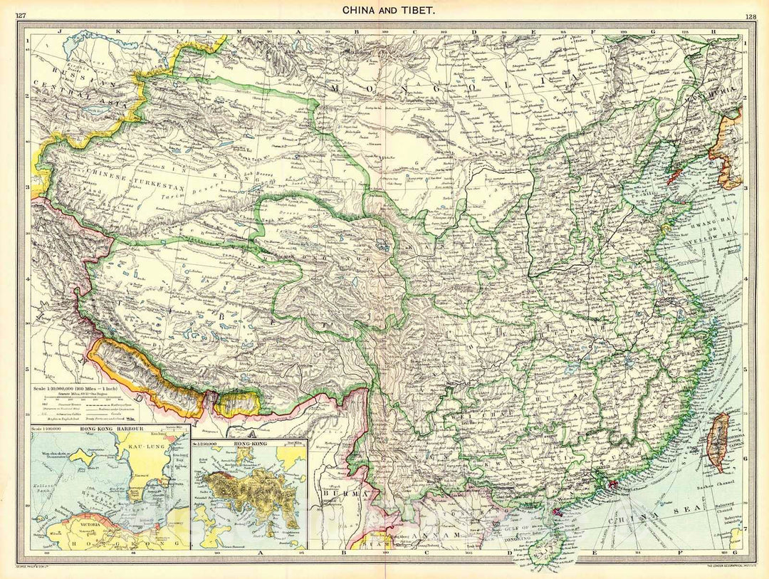 Historic Map : 1910 China and Tibet : Vintage Wall Art