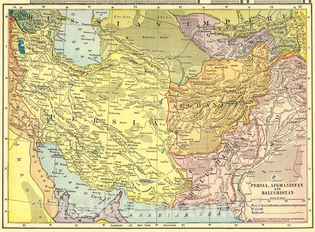 Historic Map : 1911 Persia, Afghanistan and Baluchistan : Vintage Wall Art