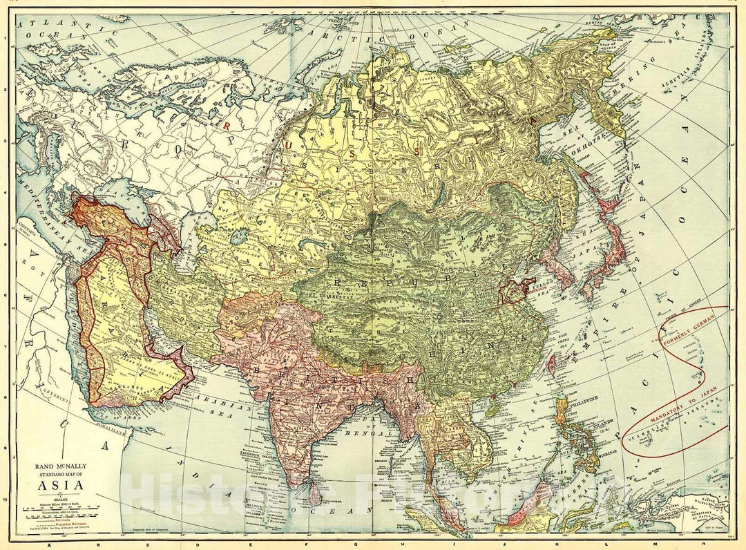 Historic Map : 1921 Asia : Vintage Wall Art