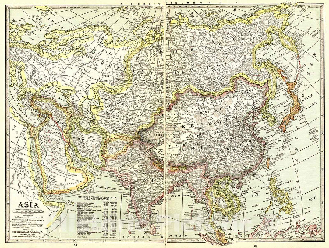 Historic Map : 1922 Asia : Vintage Wall Art