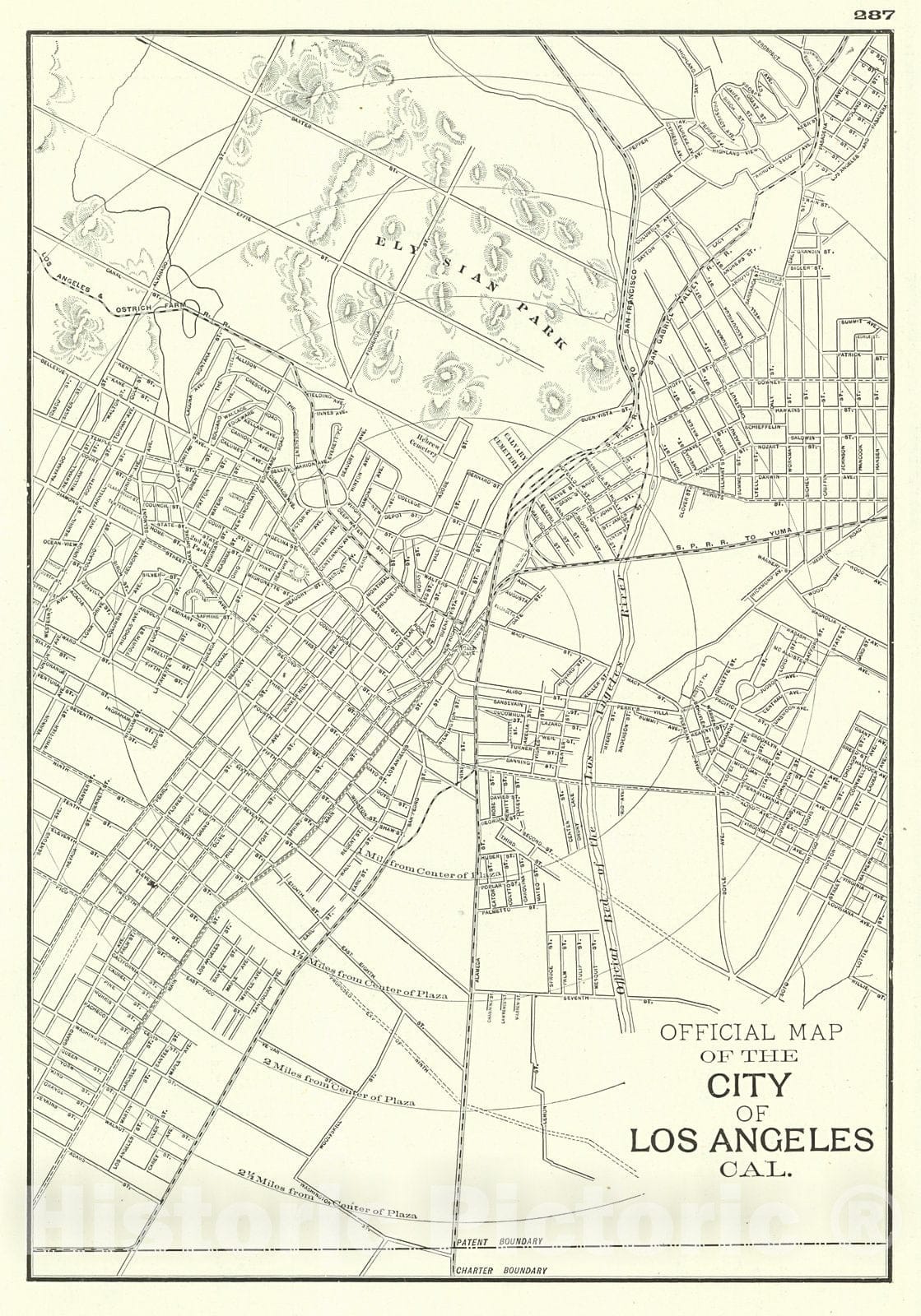 Historic Map : 1895 Official Map of the City of Los Angeles, Cal. : Vintage Wall Art